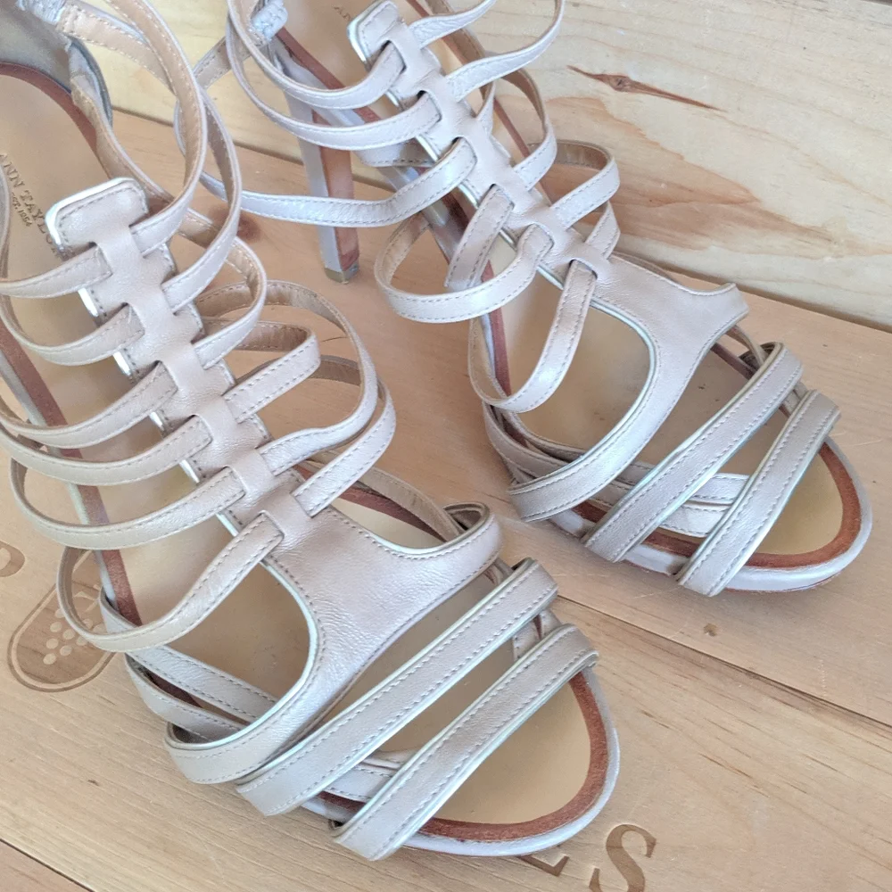 SOLD ⚫Ann Taylor strappy heels sz 7.5 - Picture 2 of 9